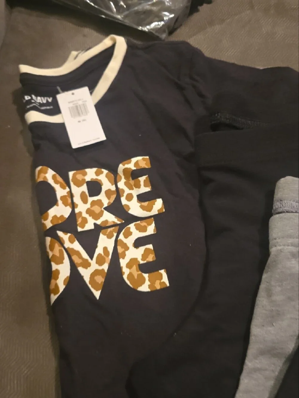 Old Navy Black & Gray Girls' Biker Shorts 3-Pack with Leopard Print Accent Shirt